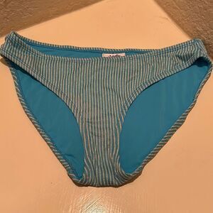 Andie Womens S/M Bikini Bottom Swimwear Blue Turquoise Metallic Stripe Rib NWOT